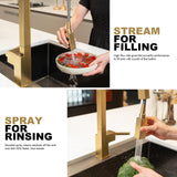 Brushed Gold Kitchen Faucet with Pull Down Sprayer, Lava Odoro Gold Single Handle Kitchen Sink Faucet, Gold Faucet for Kitchen Sink with Magnetic Docking Spray Head, Deck Plate, KF182-SG