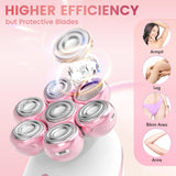 Electric Razors for Women, 7D Rotary Shaver for Legs Bikini Rechargeable, Wet/Dry Hair Removal Kit for Whole Body, Cordless Lady Trimmer Groomer, Wider Shaving Surface, Cherry