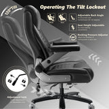 Office Desk Chair with Pocket Spring Cushion,High Back Computer Chair with Lumbar Support,Dual Rubber Wheel