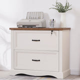 Wood File Cabinet with Hanging File Folders,Top Drawer Lockable,Lateral Filing Cabinet for Home Office Compatible with Letter