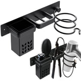 Hair Dryer Holder Wall Mounted, Blow Dryer Rack Holder, Bathroom Bedroom Hair Styling Beauty Care Tools Organizer Storage Basket for Flat Iron, Curling Wand, Hair Straightener (Black)