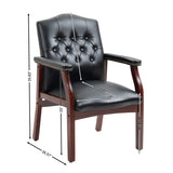 Black Leather Office Chairs Set of 6, High Back Ergonomic Executive Guest Chairs for Reception, Multi-Scene Use (Waiting Room, Meeting, Conference, Lobby, Conference, Church) No Wheels with Arm Design