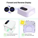 PASSHA 72W Cordless LED Nail Lamp, Rechargeable UV Nail Dryer for Gel Polish, Portable Manicure Light with 4 Timers, LCD Display, 36 LED Beads