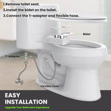 Terapaton Toilet Bidet With Left/Right Side Reversible Design, Fresh Water, Non-Electric, Toilet Bidet Attachment, Right/Left Hand Side with Dual Nozzle, Self-Clean, Includes Extended Screws (Chrome)