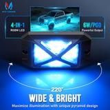 MICTUNING C4+ RGBW Rock Lights, 16 Pods 360° Ultra Bright Pure Color Underglow Neon Lights, Bluetooth APP Control & Music Mode, IP68 Waterproof, for Trucks Cars ATV UTV Golf Cart (2 Year Warranty)