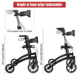 Rollator Walker for Seniors/Adults Foldable Rolling Walker with Seat 330 lbs Capacity 4 Big 8 inch Wheels Hand Grips Adjustable Height Lightweight Aluminum Walker 7205(Black)