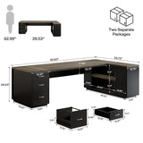 Tribesigns 85.8-Inch L-Shaped Executive Desk with File Drawers, Door Cabinet & Shelves