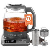Lunowa Haus 120V Titanium & Glass Electric Tea Kettle, Pro Steam Extraction for All Teas (Green, Black, Oolong), 11 Temp & 10 Strength Levels, 1.2L, 12H Keep Warm, BPA-Free, 2 Infusers