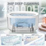 ZKH Ultrasonic Jewelry Cleaner, 48kHz High Frequency Sonic Jewelry Cleaner Machine with 500ml Capacity for Jewelry, Eyeglasses, Watch Straps, Earrings, Ring, Necklaces, Razors, Dentures