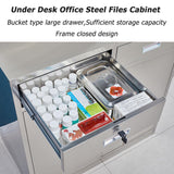 ZHONGXINHUIYIN Stainless Steel File Cabinet with Lock, Under Desk Mobile File Cabinet for Home Office