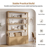 71" Tall Bookshelf with Storage, 4 Tier Bookcase with Cabinets, Oak
