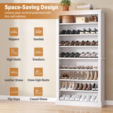 knoworld Freestanding Shoe Cabinet, Holds 40-45 Pairs, 71 Inch Tall 9-Tier Shoe Rack with Adjustable Shelves, Heavy Duty Open Storage Organizer for Entryway Hallway，White