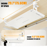 Under Desk Keyboard Tray, Pull-Out Drawer&Holder with C-Clamp 25.6"x11.8"