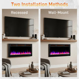 Winado 42" Electric Fireplace, Inserts/Wall Mounted Fireplace Heater with Remote Control, 12 Adjustable Flame Colors, Log & Crystal, 8H Timer for Living Room, Bedroom Inddoor