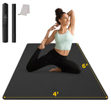 CAMBIVO Large Yoga Mat (6'x 4'), Extra Wide Workout Mat for Men and Women, 1/3 &1/4 Thick Exercise Fitness TPE Mat for Home Gym, Yoga, Pilates, Workout (Black),6mm CAMBIVO