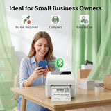 Bluetooth Thermal Shipping Label Printer with Built-in Label Bin, Wireless 4x6 Label Printer for iPhone, Android, Windows & Mac, Includes 50 Labels, Works with USPS, UPS, Amazon, Etsy, Shopify, White
