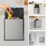 Stainless Steel Hanging Trash Can with Lid and Inner Bucket, 2 Gallon Kitchen Compost Bin for Counter Top