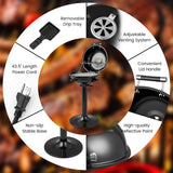 HAPPYGRILL 1600W Electric Grill Outdoor, Portable BBQ Grill with Warming Tray, Removable Non-Stick Grill Rack, Adjustable Temperature& Oil Drip Tray for Patio, Camping, Picnic (Balck)