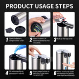 Automatic Soap Dispenser, Automatic Soap Dispenser Touchless, Kitchen & Bathroom, 3 Adjustable Volume for Liquid Soap, Water-Resistant, Hotel, Restaurant and School, Clog-Free, Stainless Steel