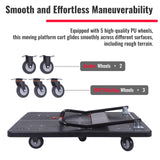 Foldable Platform Truck Dolly with Swivel Wheels, Heavy Duty Moving Platform Hand Truck, Moving Flatbed Cart Push Cart Platform Dolly Cart for Groceries
