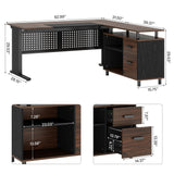 Tribesigns 63 Inch Executive Desk with File Cabinet, L Shaped Office Desk