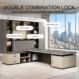 L Shaped Office Workstation with Power Outlet, Storage and CPU Cabinet