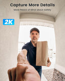 2K Doorbell Camera Wireless No Subscription with Adjustable Doorbell Angle Mount, Video Doorbell with Chime, PIR Motion Detection ieGeek