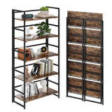 Multifunctional Folding Bookshelf, No-Assembly Plant Stand Storage Rack Shelves for Home Office