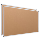 VIZ-PRO Cork Notice Board Bulletin Board, 96 X 48 Inches, Pack of 2, Silver Aluminium Frame