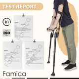Famica FlexiCrutch for Adult (x2 Unit, Open Cuff) - Red Dot Design Award Winner, Adjustable Ergonomic Handles, Cuff, Height, Foldable, Lightweight and Non-Slip Forearm Crutches