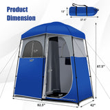Tangkula Double-Room Shower Tent, Oversize Space Privacy Shelter for Camping with Floor, Portable Camping Changing Tent with Removable Rain Fly, Storage Bag for Dressing, Toilet