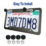 BGGTMO Matte Black Aluminum License Plate Frames- 2 Pack Heavy Duty Car Tag Cover for Front & Rear, 4 Hole Rust Proof Universal Holder, Mount Screws Caps, Inserts, Rattle Proof Pads