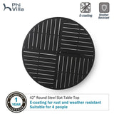 PHI VILLA 5 Pcs Patio Dining Set, 42" Round Steel Table&4 Metal Chairs