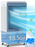 Uthfy 6000 CFM Swamp Cooler Air Conditioner, Outdoor Evaporative Air Cooler with 13.5 Gal Water Tank, Remote, 4 Ice Packs, 120° Oscillation, 12H Timer, 47" Evaporative Cooler for Patio, Garage