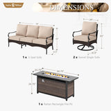 Sophia & William Metal Patio Furniture Set with Fire Pit Table, 4 Pieces