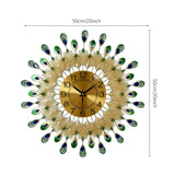 Peacock Wall Clock, 3D Large Creative Metal Decorative Silent Clock, Elegant Non-Ticking Luxury Art Hanging Clock for Living Room Bedroom Home Office Decor for Housewarming Family Art Lovers,Dia 20 in