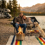 EMERIT Oversized Fully Padded Camping Chair, Heavy Duty 650LB Folding Camping Loveseat, Quad Fold Double Camping Couch with Cup Holders & Carry Bag for Outdoor, Lawn, Sports Events Black