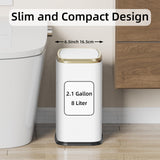 8L/2.1 Gallon Small Bathroom Trash Can with Lid, Swing-Top Rectangular Waste Bin