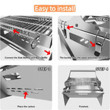 Portable 360°Rotating Charcoal Grill with Flipping Basket - 304 Stainless Steel Barbecue Grill for Camping, Tailgating, and Outdoor Adventures, Easy to Disassemble, Includes BBQ Bag New Upgrade