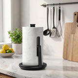Ultrean Paper Towel Holder Countertop, Freestanding Paper Towel Dispenser with Spring-Loaded Arm for One-Handed Tear, Weighted Non-Slip Base, Stainless Steel for Kitchen, Black