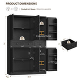 HITHOS 71" Tall Kitchen Pantry Storage Cabinet w/Drawers & Shelves, Black