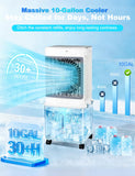 Swamp Cooler,Evaporative Air Cooler 2026 Upgraded Windowless Portable Air Conditioners with 10GAL Detachable Tank,120° Oscillation,Ultra Quiet,Timer,Remote,30H Cooling Fan for Bedroom Apartment Garage