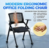2 Pack Folding Office Chair with Wheels, Stackable Conference Room Chairs with Armrests