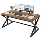 Wooden Metal Executive Pc Computer Desk Table, Wood Student Gaming Study Computer Table for Bedroom Living Room
