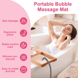 SHUIMEIYAN Electric Bubble Massage Mat Portable Massage for Bathtub Bubble Bath Mat Tub Spa Massager with Pillow -Upgraded Suction Cup with Remote Control （ 44.9" x 16.9"Pink）