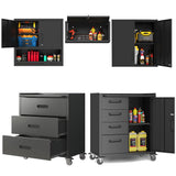 Metal Garage Storage Cabinets System, 5-Pcs Workshop Tool Cabinet Set,Black