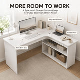WOOOFA L Shaped Desk with Storage, Corner Computer Desk with Open Shelves