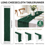 6 Pack Emerald Green Cheesecloth Table Runner 17x108 Inch 9FT Semi Sheer Boho Gauze Table Runners for Wedding Baby Shower Birthday Party Home Bridal Shower Event Decor