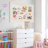 Miratino Large Bulletin Board 48x36 inch with Linen Cork Boards Wall Decor Hanging Pin Wood Framed Display Bulletin Cork Photo Picture Board Light for Room School Office 30-Pushpin White
