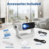 Wielio 2026 Smart Projector Android TV with WiFi 6 and Bluetooth 5.0 Built in 1000+ Apps 240 ANSI Portable Bedroom Mini Movie Projector Support 4K/1080P Auto Keystone & Zoom